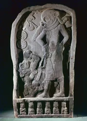 Stela föreställande en bollspelare, från Guatemala, klassisk period, 600-950